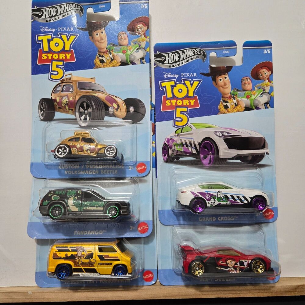 2026 Hot Wheels Disney Pixar Toy Story 5 HW Silver Series Cars (Set of 5)